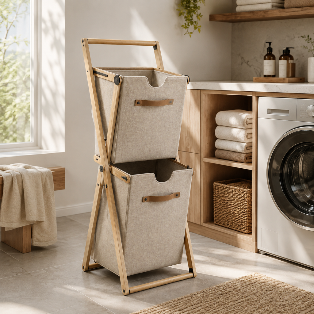 Foldable Dual Laundry Tower