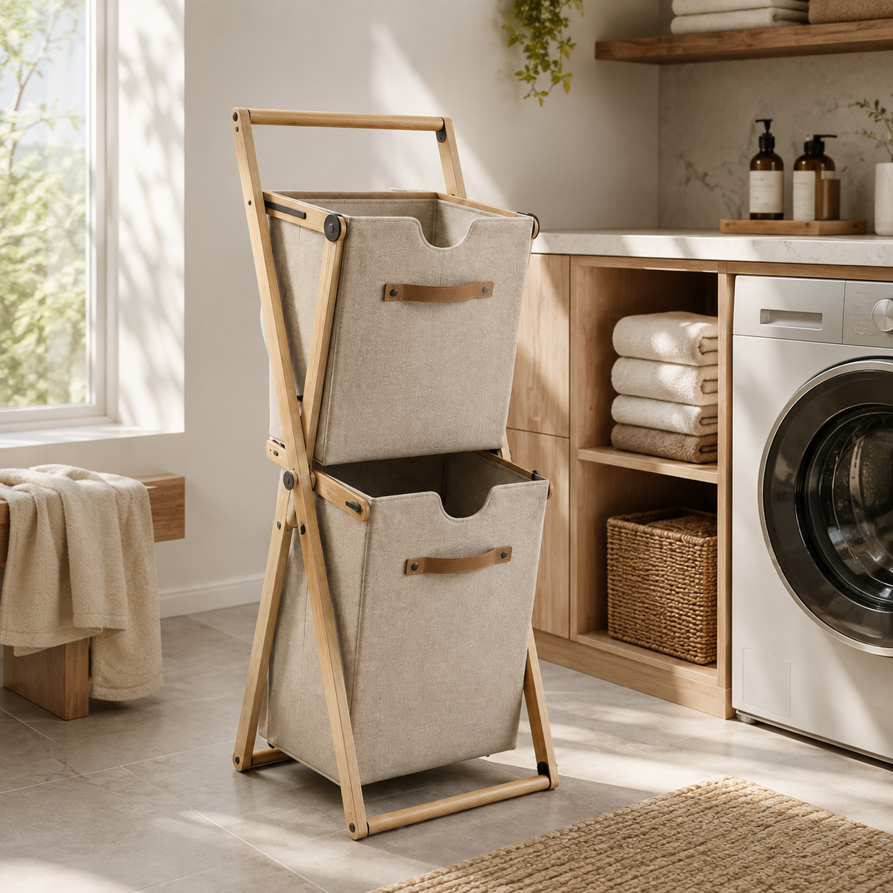 Foldable Dual Laundry Tower