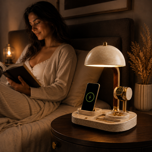 Bedside Valet Lamp with Wireless Charging