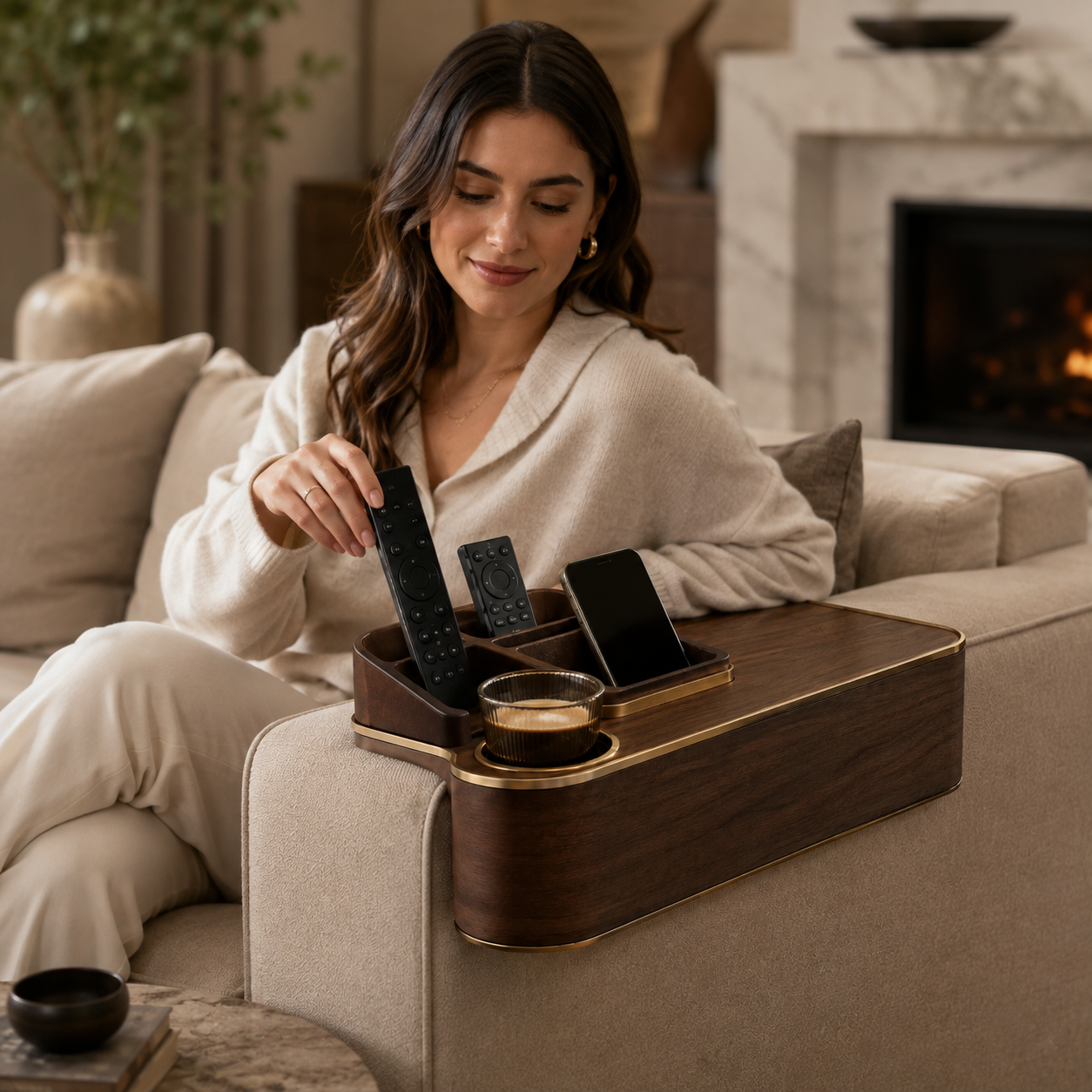 Convertible Sofa Arm Organizer Table