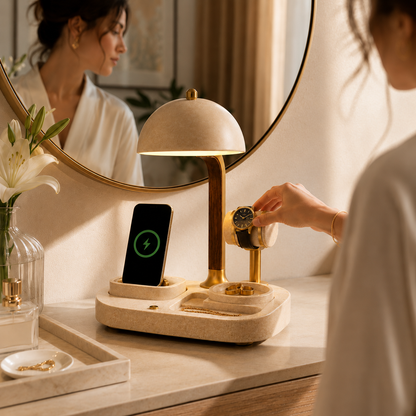 Bedside Valet Lamp with Wireless Charging