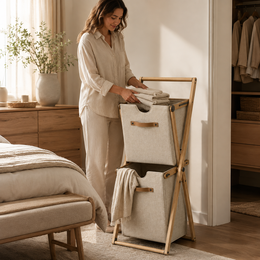 Foldable Dual Laundry Tower