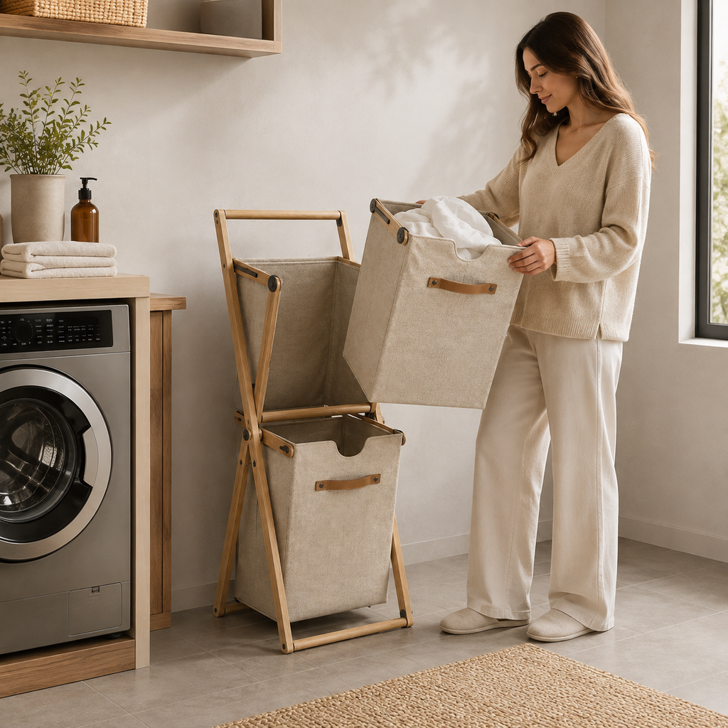 Foldable Dual Laundry Tower