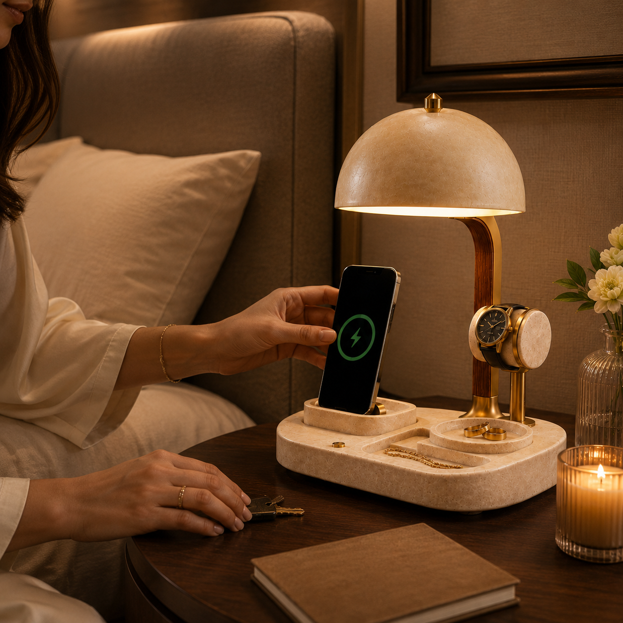 Bedside Valet Lamp with Wireless Charging